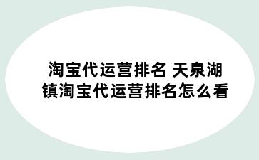 淘宝代运营排名 天泉湖镇淘宝代运营排名怎么看